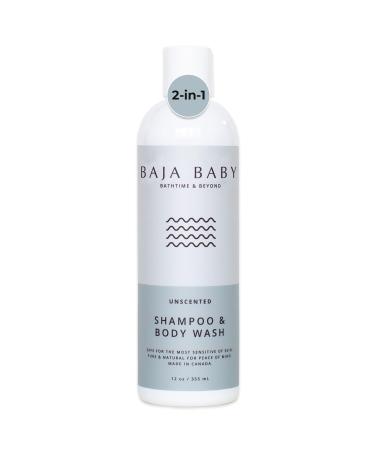 Baja Baby Unscented Shampoo & Body Wash - Organic Gluten-Free Vegan EWG VERIFIED - Ideal for Sensitive Skin - All Natural Tear-Free Hypoallergenic & Paraben-Free - 12 oz