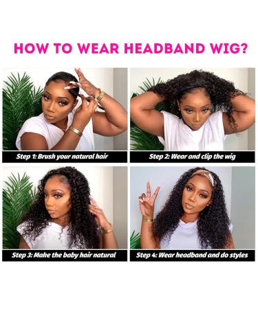 Buy Ifly 22-inch Deep Curly Headband Wig Real Human Hair for Black Women | 150% Density Curly Hair Extensions - Buy Online on GoSupps.com