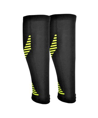 Gemx Calf Compression Sleeve Men & Women (1 Pair) Footless Calf Sleeves for Shin Splints Support Breathable Neoprene Fabric Shin Sleeves for Calf Support Ideal For Running Cycling & Hiking L (Calf Line) Black
