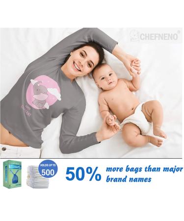 500 Count Disposable Baby Diaper Bags with Fresh Baby Powder Scent | Easy Tie Handles | Multi-use for Pet Waste Disposal & Sanitary Pads - Blue - Buy Online on GoSupps.com