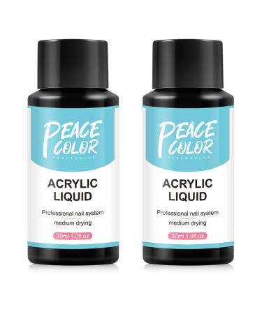 PEACECOLOR 2 x 30m Acrylic Nail Liquid for Acrylic Powder Professional Monomer Liquid for Acrylic Nail Non-Yellowing AC-28