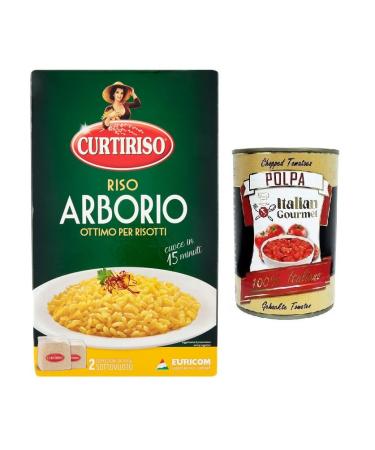 Curtiriso Riso Arborio 100 Italian rice ideal for all risottos 15 minutes 1 kg package + Italian Gourmet Polpa di Pomodoro 400 g can