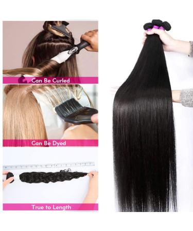 Younsolo Brazilian Virgin Straight Hair 3 Bundles 22 24 26 Inch | 100% Unprocessed Natural Black Human Hair Extensions - Buy Online on GoSupps.com