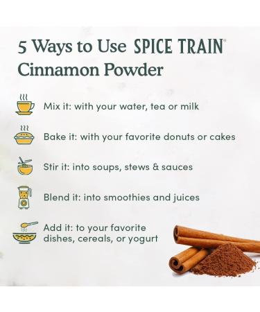 SPICE TRAIN Cinnamon Powder 200g/7oz - Non-GMO & Raw Ground Cinnamon for Cooking, Smoothies, Lattes & Tea - Buy Online on GoSupps.com