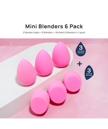AOA Studio Collection Mini Makeup Sponge Set - Latex-Free, High-Definition Beauty Blenders for Powder, Cream, and Liquid Makeup - 6 Pack Super Soft Wonder Blender in Pink - 3 Tear Drop + 3 Beveled Shape - Buy Online on GoSupps.com