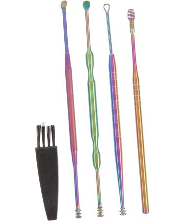 ULTECHNOVO Ear Cleaning Tool Set - Stainless Steel & Plastic Kit with 4 Sets of Ear Spoons & Cleaning Brushes | 5 Pieces | 14.5x3CM - Buy Online on GoSupps.com