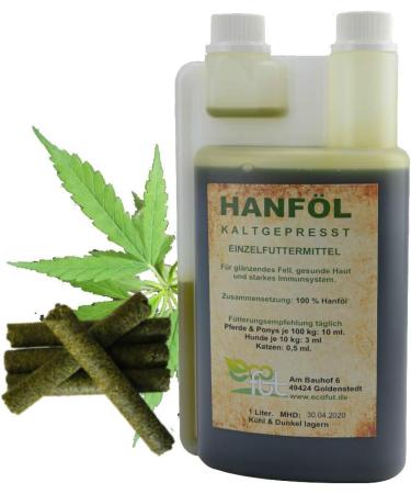 Hemp Oil for Dogs 1L + Free 70g Hemp Pellets | Ecofut Manufaktur - Premium Pet Care - Buy Online on GoSupps.com