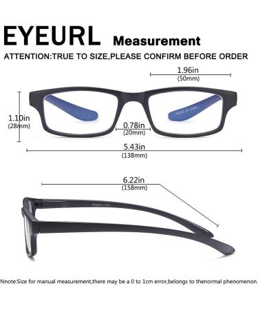Eyeurl 2-Pack Reading Glasses for Men & Women - Anti-Blue Light Spring Hinge Rectangular Design Lightweight 1.25x Magnification - Buy Online on GoSupps.com