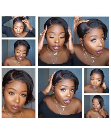 Usexy Pixie Cut Lace Front Human Hair Wig | Short Bob Straight 13x4 Lace Front Wig for Black Women | Pre Plucked 150% Density with Baby Hair | 1B Color - Buy Online on GoSupps.com