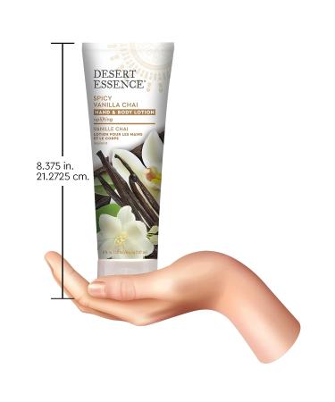Desert Essence Spicy Vanilla Chai Hand & Body Lotion - 8 fl oz | Uplifting, Smoothes & Softens Skin | Aloe Vera, Shea Butter, Vitamin E - Buy Online on GoSupps.com