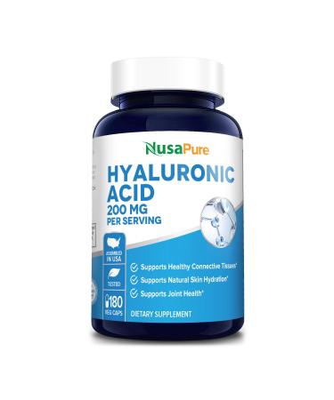 Hyaluronic Acid 200mg 180 Veggie Capsules (Non-GMO & Gluten Free) - Buy Online on GoSupps.com