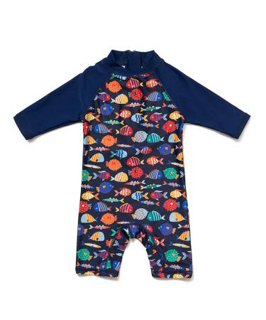upandfast Baby Boy/Girl Swimsuit with Sun Hat UPF 50+ Infant/Toddler One Piece Swimwear Bathing Suit 2-3 Years Colorful Fish(1/2 S) - Buy Online on GoSupps.com