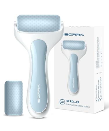 IBORRIA Ice Roller for face  Ice Face Roller with 2X Roller Heads for Long Lasting Cold  Ice Roller for Face & Eye Puffiness Relief  Face Massager Roller for Migraines (Blue)