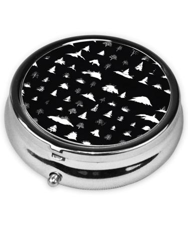Buy Black & White Trees Round Pill Box - 3 Compartment Portable Medicine Organizer for Travel | Decorative Pill Case - Buy Online on GoSupps.com