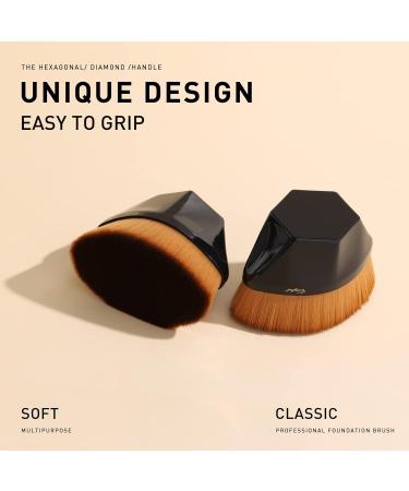 Black Diamond-shaped Kabuki Foundation Makeup Brush with Storage Case - Ideal for Blending Liquid, Cream, or Powder Cosmetics - Buy Online on GoSupps.com