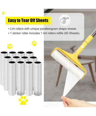 Extra Sticky Long Lint Rollers for Pet Hair - Portable Yellow Lint Remover for Furniture Carpet Curtains | 60 Unique Sheets - Ideal for Home & Office Cleaning - Buy Online on GoSupps.com