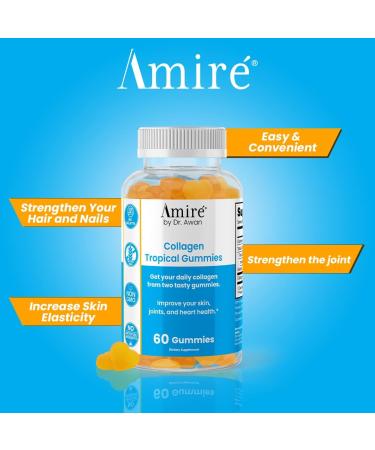 Amire by Dr. Awan Tropical Collagen Gummies Supports Skin Joints and Heart Health 60ct 30day Supply Non-Vegan 60 Count (Pack of 1) - Buy Online on GoSupps.com