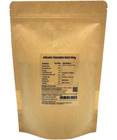 Organic Fenugreek Seeds 1kg Certified Organic Non-GMO Vegan No Additives No Preservatives Resealable Bag by Thames Organic 1kg - Buy Online on GoSupps.com