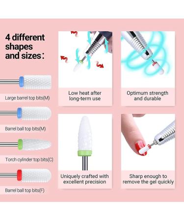 MELODYSUSIE Ceramic Nail Drill Bits Set - Professional 3/32 Safety Bits for Acrylic and Gel Nails - Cuticle Removal Tools - 4pcs - Buy Online on GoSupps.com