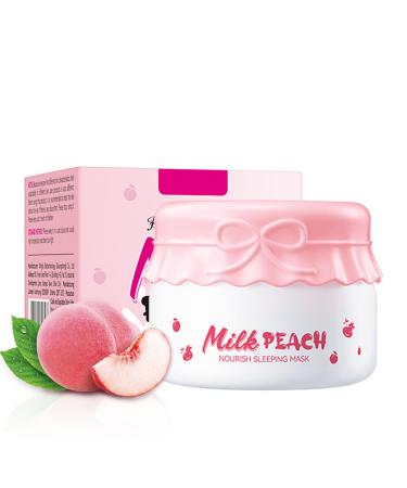 Milk Peach Sleeping Face Mask - Face Masks Overnight for Skin Lightening - Face Masks Beauty for Anti-Aging - Hydrating Face Mask for Dry Skin - Facial Mask for Anti-Wrinkle Moisturizing (120g)