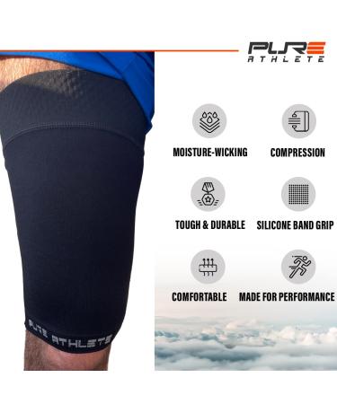 Thigh Compression Sleeve for Hamstring Quadriceps Groin Pulls & Strains - Athletic Support for Running Basketball Tennis Soccer (Black, Medium) - Buy Online on GoSupps.com