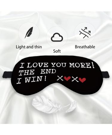 Kdqua Funny 'I Love You More' Eye Mask - Romantic Gifts for Women | Adjustable Silk Blackout Sleep Mask for Couples - Buy Online on GoSupps.com