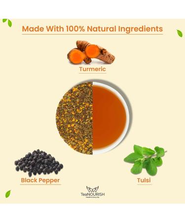 Teanourish Kurkuma Gew rz Tulsi Herbal Tea - 100% Natural Immunity Booster with Turmeric Tulsi & Black Pepper - 100g Pack of Indian Superfoods - Buy Online on GoSupps.com