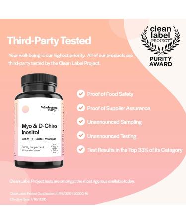 Myo-Inositol & D-Chiro Inositol Capsules with MTHF Folate & Vitamin D | PCOS Support & Hormone Balance | Fertility Supplements for Women - 40:1 Ratio - Buy Online on GoSupps.com