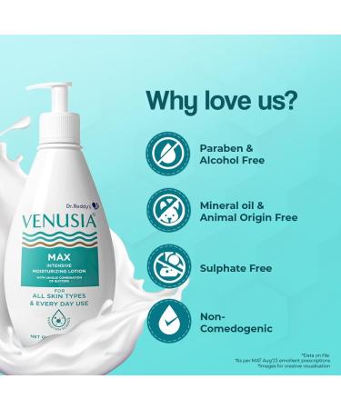 VENU SIA Max Moisturiser Lotion - Paraben Free Daily Hydration for Dry Skin with Shea Mango Aloe & Cocoa Butter - 300g Dermatologist Recommended - Buy Online on GoSupps.com
