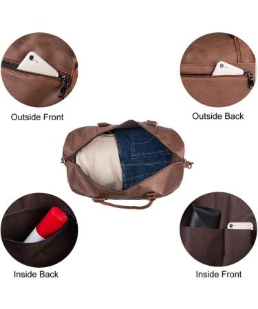 Waterproof Leather Travel Bag with Shoe Pouch - Large Weekender Duffel for Men or Women, Brown - Buy Online on GoSupps.com