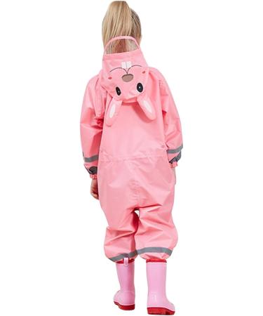 De feuilles Kids Button Rain Suit | Waterproof Hooded Raincoat Jumpsuit | 2-3 Years | Pink - Buy Online on GoSupps.com