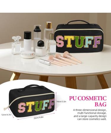 Aucuu Premium Nylon Cosmetic Travel Bag | Large Capacity Zipper Organizer | Waterproof Portable Makeup Case | Gift for Women (Black) #19 - Buy Online on GoSupps.com