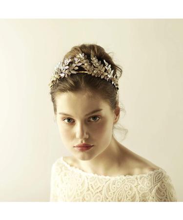 Frcolor Gold Leaf Crown Headpiece | Greek Goddess Pearl Bridal Wedding Headband - Shop Internationally! - Buy Online on GoSupps.com