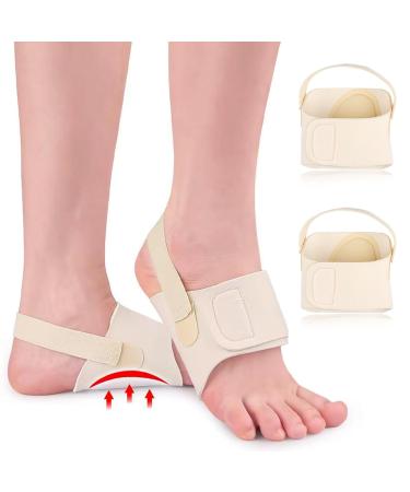 Arch Support Inserts for Plantar Fasciitis Relief Adjustable Arch Support Bands with Buil-in Orthotics cushion Foot Arch Support for Pain Relief with Gel Pads for Flat Feet High & Fallen Arch (Beige)