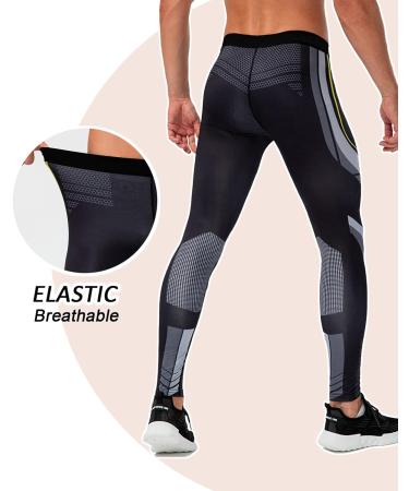 CANGHPGIN Men's Compression Pants 2 Pack - Red&Yellow Stripe - Small | Gym Running Baselayer Athletic Leggings - Buy Online on GoSupps.com