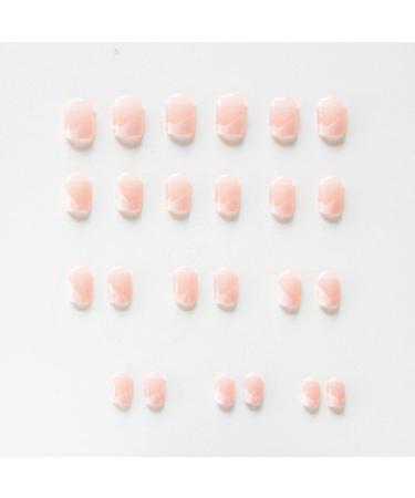 French Pink Fake Nails - 24 Short False Acrylic Nail Tips with Gradient Design for Women/Girls - Buy Online on GoSupps.com