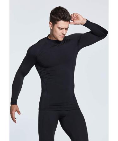TSLA Men's Thermal Long Sleeve Compression Shirt Mock Neck Black Large - 1 or 2 Pack - Buy Online on GoSupps.com