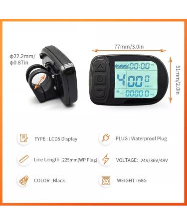 KT-LCD5 Electric Bike Display Panel - Waterproof Multi-Information Meter for 24V/36V/48V Electric Bicycles - Buy Online on GoSupps.com
