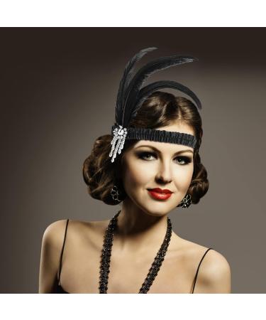 WLLHYF Feather Headwear Feather Headband Flapper Headpiece Head Wear Fashion Soft and Comfortable Hair Bows Hair 1920s Accessories for Kids Girls Party Decoration (Silver Tassel Black Feather) - Buy Online on GoSupps.com