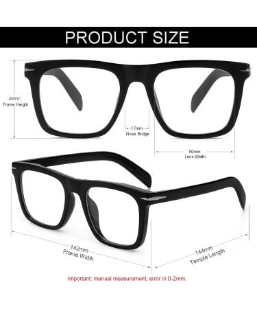 Trendy Square Blue Light Blocking Glasses for Men & Women - NIDOVIX Fashion Frame Non-Prescription Computer Glasses (Black 01 50mm) - International Shipping Available - Buy Online on GoSupps.com