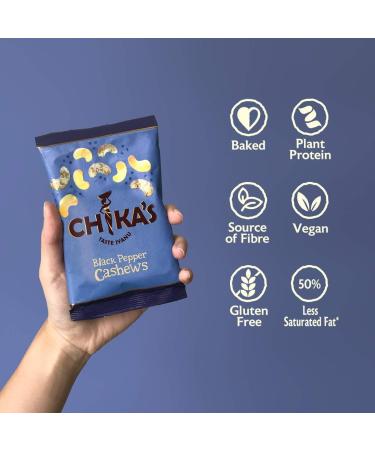 CHIKA'S - Black Pepper Cashews - Healthy & Nutritious Vegan Snack - 12 x 41g - Buy Online on GoSupps.com