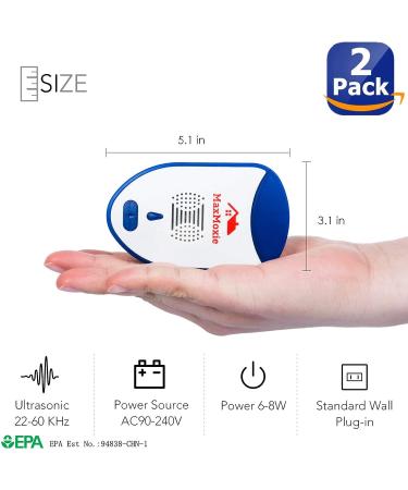 Ultrasonic Pest Repeller 2 Pack - Humane Mice Control & Electronic Insect Repellent for Rodent, Bed Bug, Spider, Rat - Buy Online on GoSupps.com