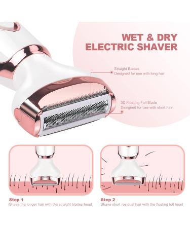 ACWOO 4 in 1 Cordless Electric Lady Shaver for Women - Rechargeable Painless Razor Bikini Trimmer - Wet/Dry Hair Removal for Face, Legs, Underarm, Nose & Eyebrow - Pink - Buy Online on GoSupps.com