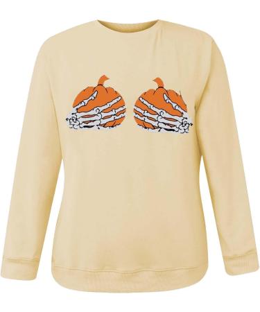 Halloween Costumes Sweatshirt Funny Pumpkin Face Graphic Pullover Crewneck Long Sleeve Fall 3X House Dresses Plus Yellow XX-Large - Buy Online on GoSupps.com