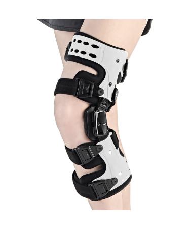 RISURRY OA Unloader Knee Brace - Arthritis Pain Relief  Osteoarthritis  Bone on Bone Knee Joint Pain  Cartilage Defect Repair  Avascular Necrosis Hinged  Medial or Lateral Degeneration (Black+White  Universal-Left Leg) U...