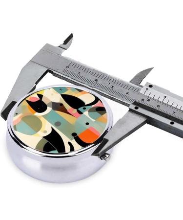 Mid-Century Modern Art Cat Round Pill Box - 3 Compartments Portable Organizer for Purse & Pocket | Travel-Friendly - Buy Online on GoSupps.com