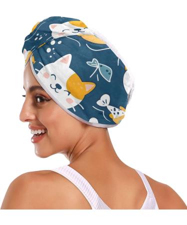 Cute Cat Fish Hair Towel 2 Pack - Super Absorbent Quick Dry Hair Turbans for Women & Girls - Buy Online on GoSupps.com