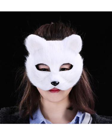 Packove Synthetic Fur White Fox Masks - 2 Piece Thermal Cosplay Half Face Costumes | Wolf and Tierkelzkatmasken Props - Buy Online on GoSupps.com