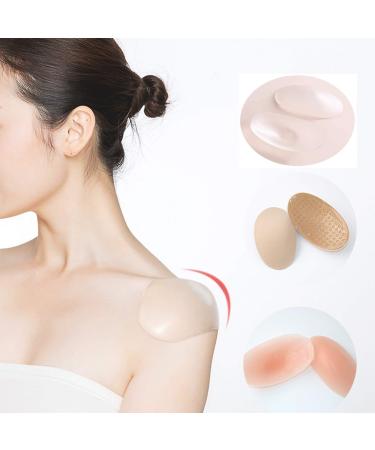 3 Pairs/Set Soft Reusable Shoulder Push-Up Pads Breathable Silicone Adhesive Shoulder Pad for Women Girls Anti-Slip Enhancer Shoulder Pads for Shoulder Slip Height Enhancer(Transparent & Skin) Transparent/Skin/Sponge Paragraph Skin