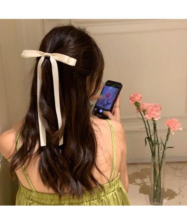 hgnxa Ribbon w Hair Clips for Women Girl Teens Kid Tassels Ribbon wknot Hair Clips with Long Tail Women Hair Accessories Black bow ribbon - Buy Online on GoSupps.com